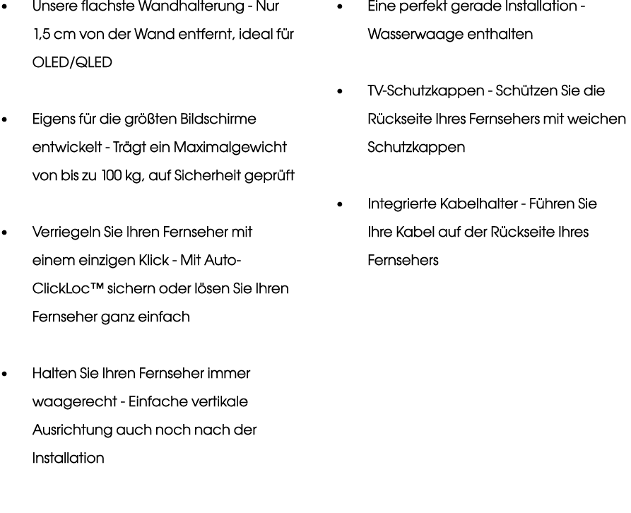   Unsere flachste Wandhalterung - Nur 1,5 cm von der Wand entfernt, ideal für OLED QLED   Eigens für die größten Bild   