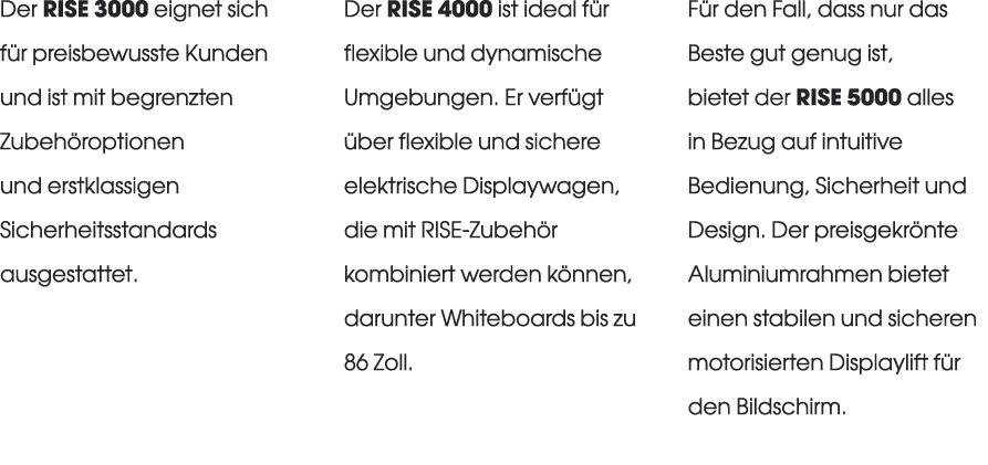 Der RISE 3000 eignet sich f r preisbewusste Kunden und ist mit begrenzten Zubeh roptionen und erstklassigen Sicherhei...