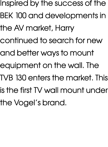 Inspired by the success of the BEK 100 and developments in the AV market, Harry continued to search for new and bette   