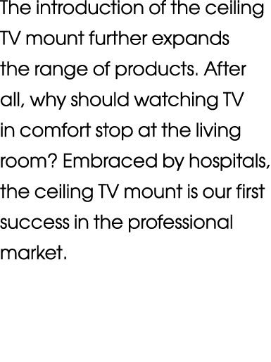 The introduction of the ceiling TV mount further expands the range of products  After all, why should watching TV in    