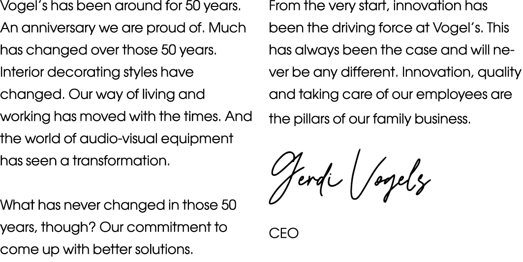 Vogel s has been around for 50 years  An anniversary we are proud of  Much has changed over those 50 years  Interior    