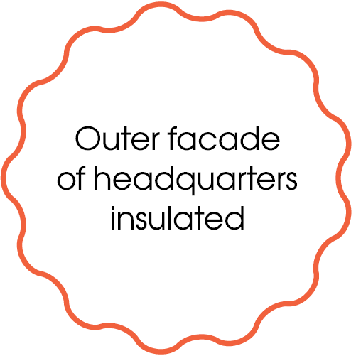 Outer facade of headquarters insulated