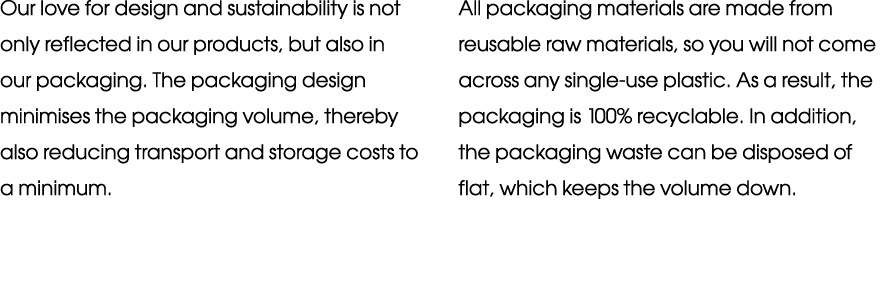Our love for design and sustainability is not only reflected in our products, but also in our packaging. The packagin...