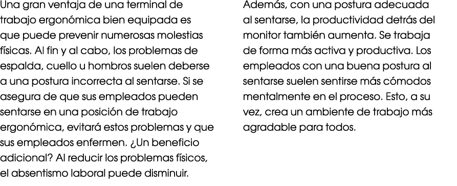 Una gran ventaja de una terminal de trabajo ergon mica bien equipada es que puede prevenir numerosas molestias f sica...