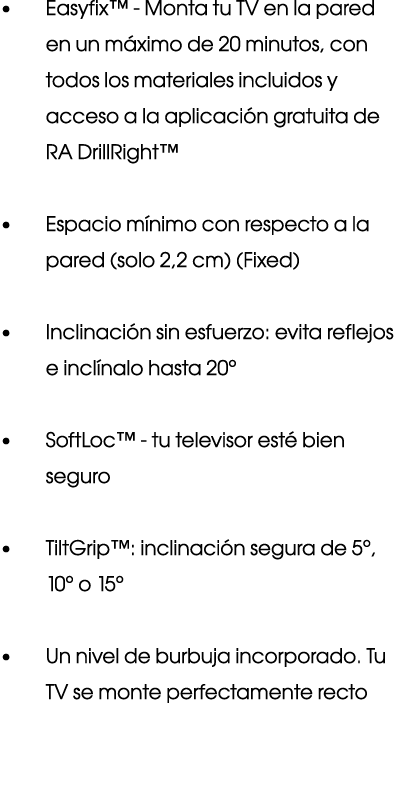   Easyfix  - Monta tu TV en la pared en un máximo de 20 minutos, con todos los materiales incluidos y acceso a la apl   