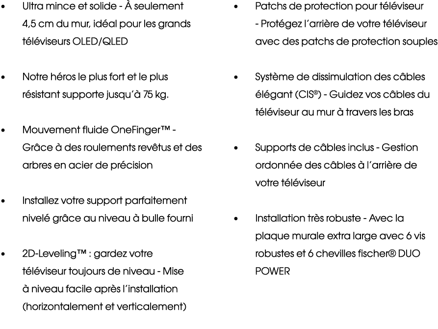   Ultra mince et solide - À seulement 4,5 cm du mur, idéal pour les grands téléviseurs OLED QLED   Notre héros le plu   