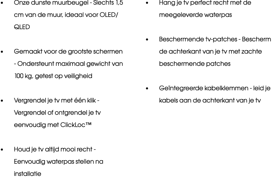   Onze dunste muurbeugel - Slechts 1,5 cm van de muur, ideaal voor OLED QLED   Gemaakt voor de grootste schermen - On   