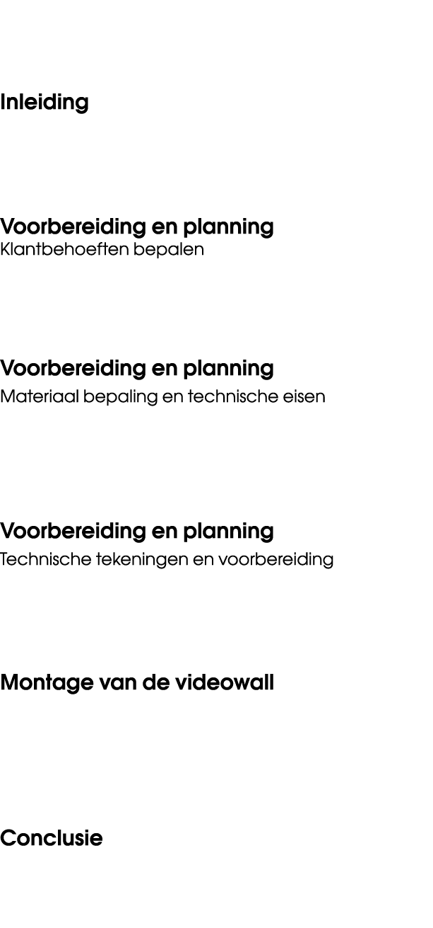  Inleiding Voorbereiding en planning Klantbehoeften bepalen Voorbereiding en planning Materiaal bepaling en technisch...